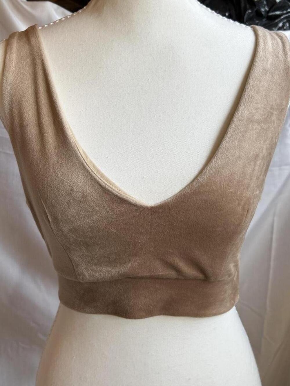 Women's Tan and Gold Crop-top